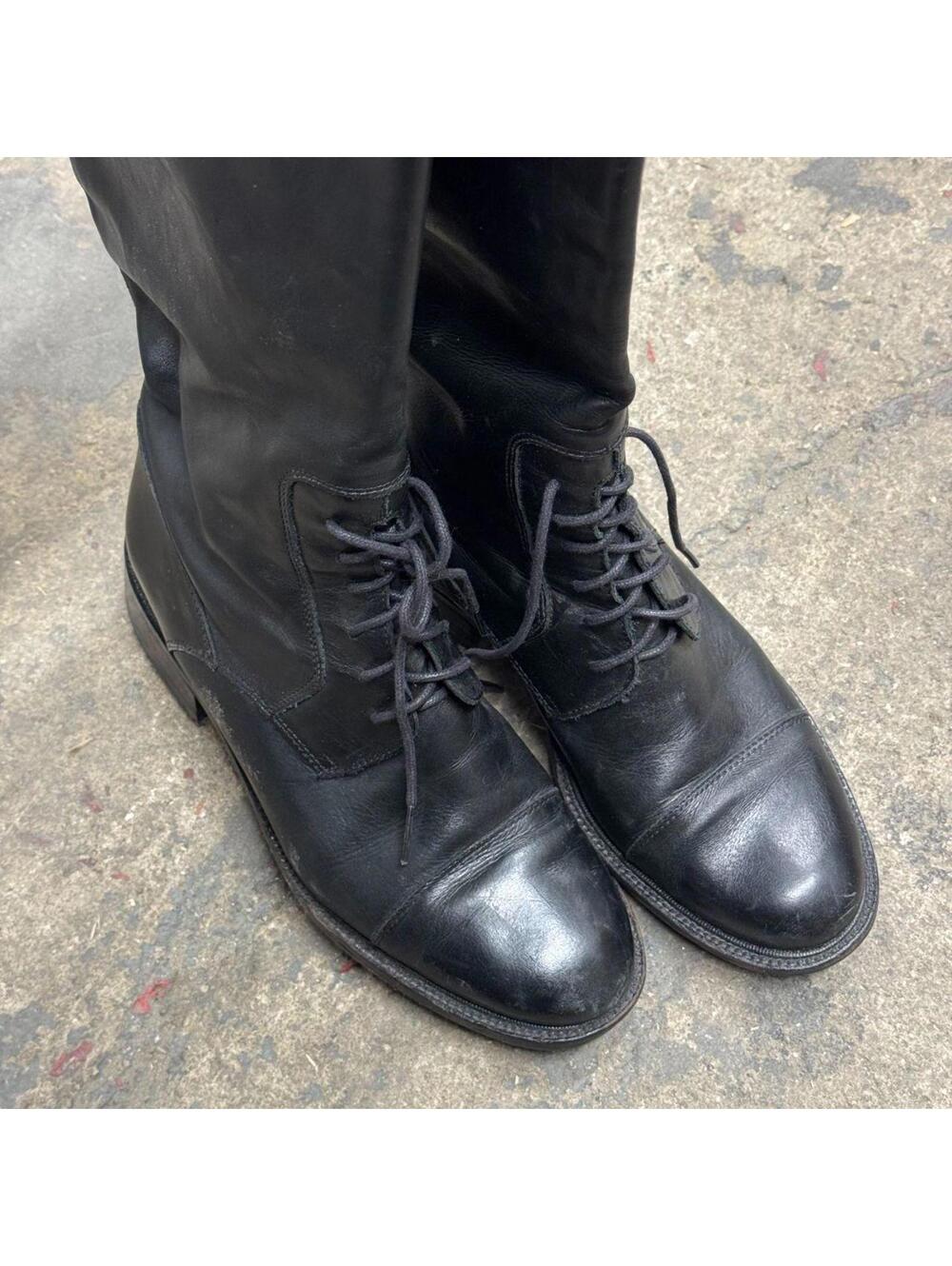 Vintage Black Lace-Up Leather Riding Boots - Picture 6 of 7